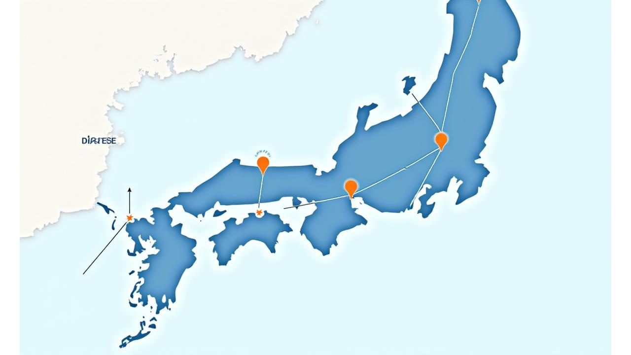 日本全国の主要空港ネットワークを示す地図