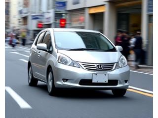 ビジネス街を走るコンパクトな営業車