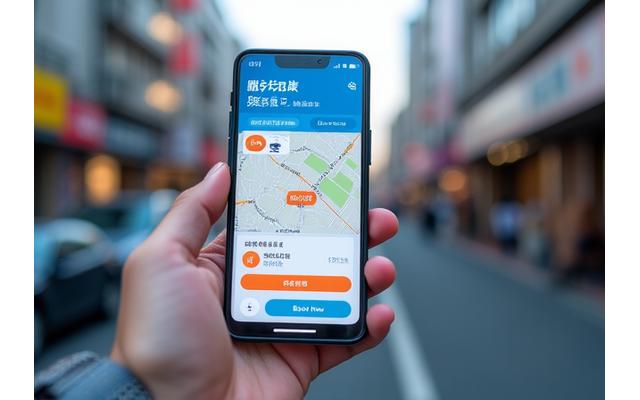スマートフォンの画面に表示された利用可能なレンタカーと予約画面