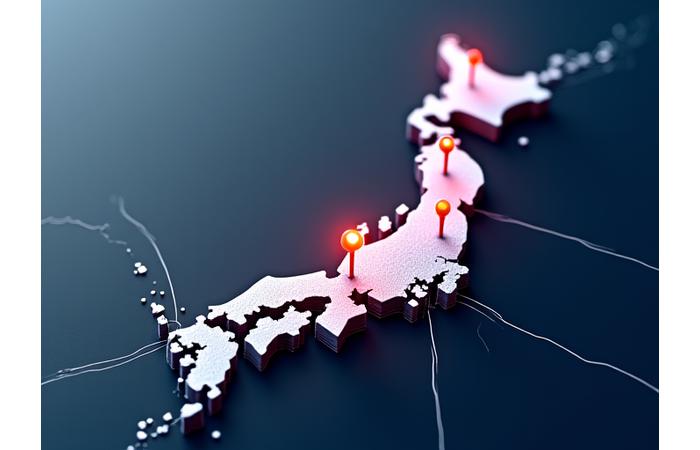 日本地図上に広がるレンタカーピックアップステーションのネットワークを示すインタラクティブな地図