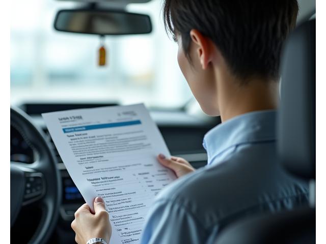 運転免許証と車両を前に確認する責任感のある利用者