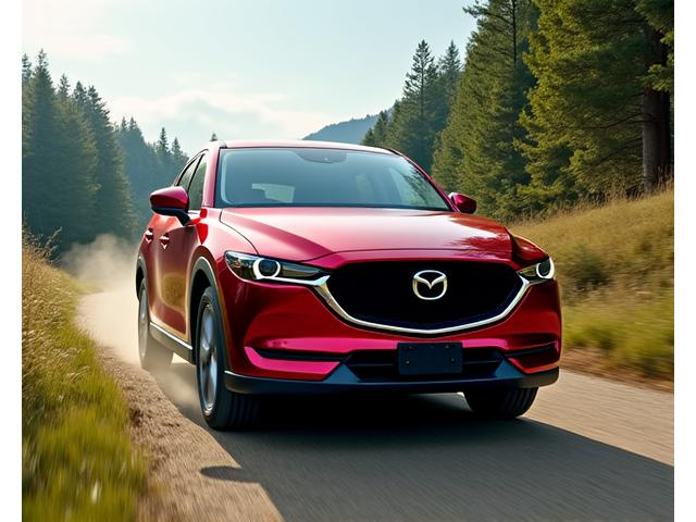 未舗装の道で力強く走るマツダCX-5