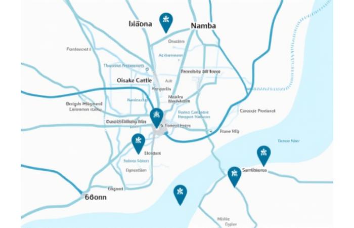 大阪駅と梅田駅周辺の地図